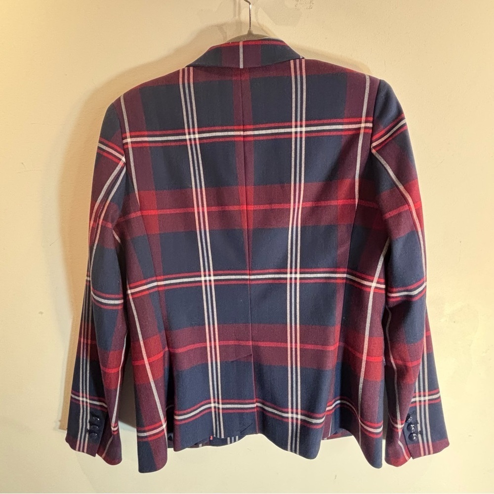 TOMMY HILFIGER Sz 10 Boston Blazer in Red and Blue Plaid Lined Shoukder Pads NEW - Picture 9 of 13